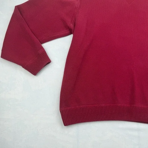 Eddie Bauer Sweater Mens Large Red Tight Knit Ribbed Hem Raglan Sleeve Pullover - Picture 3 of 8